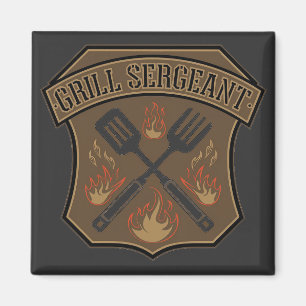 Grill Sergeant Märkesdesign med stekspade och gaff Magnet