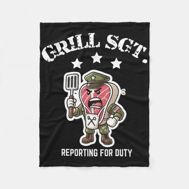 Grill Sgt. Rolig Bbq Grillfest  Fleecefilt (Framsidan)