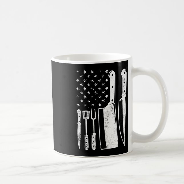 Grill USA flag patriotisk fjärde juli mästerkock  Kaffemugg (Höger)