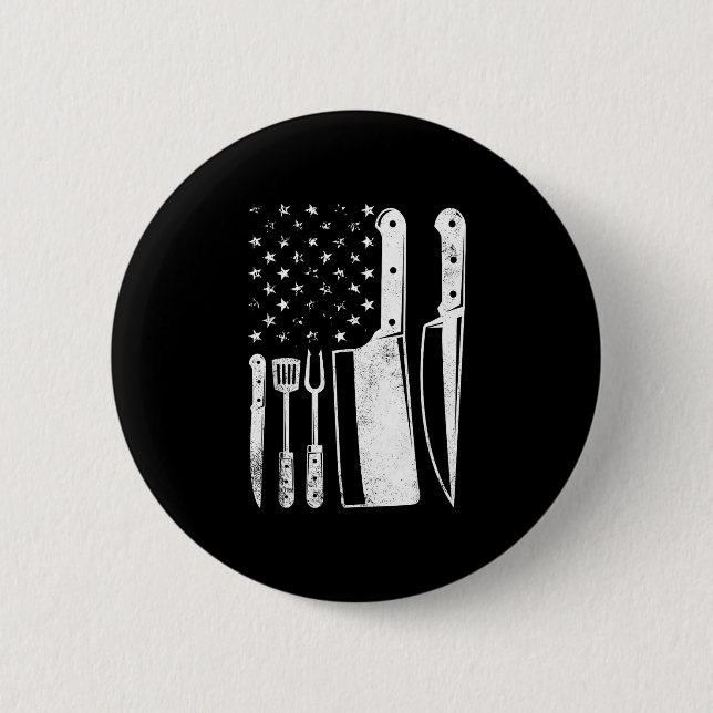 Grill USA flag patriotisk fjärde juli mästerkock  Knapp (Framsida)