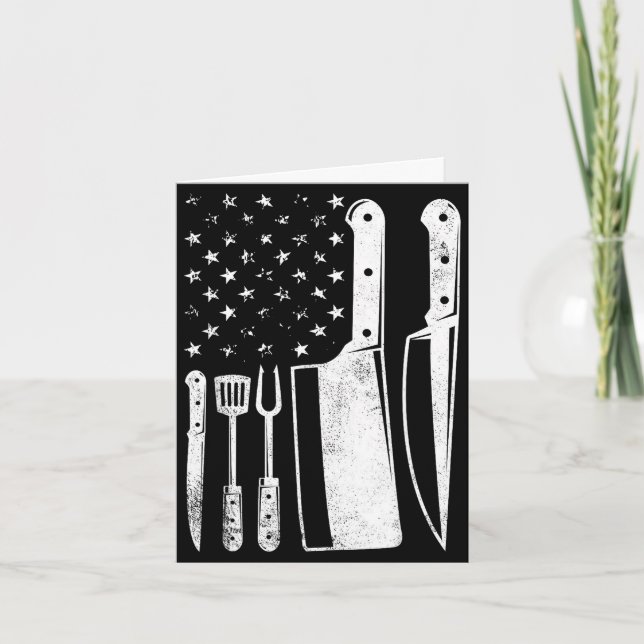 Grill USA flag patriotisk fjärde juli mästerkock  Kort (Framsida)