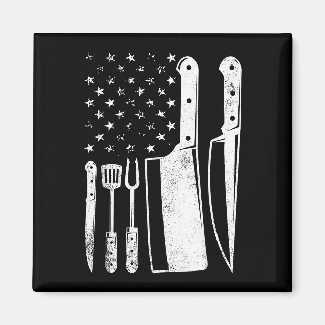 Grill USA flag patriotisk fjärde juli mästerkock  Magnet (Framsidan)