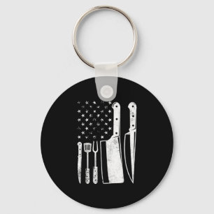 Grill USA flag patriotisk fjärde juli mästerkock Nyckelring