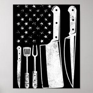 Grill USA flag patriotisk fjärde juli mästerkock Poster