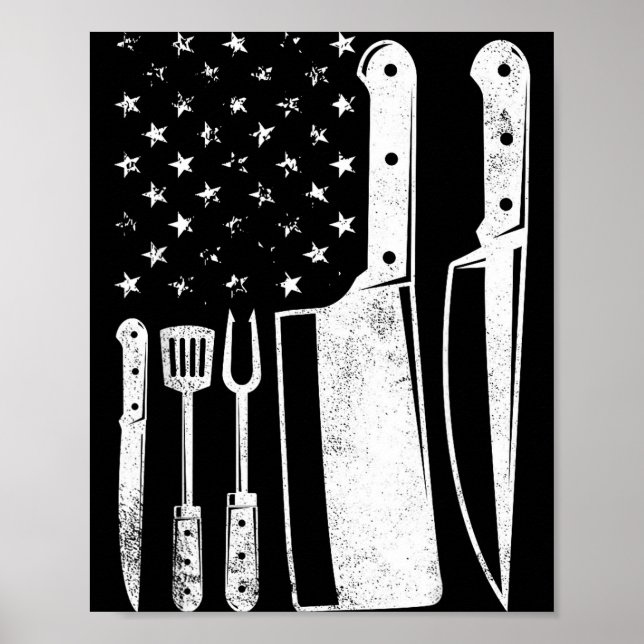 Grill USA flag patriotisk fjärde juli mästerkock  Poster (Framsidan)