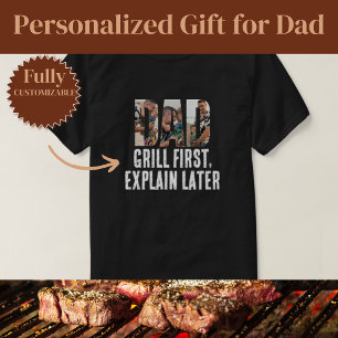 Grilla Först Pappa Rolig T Shirt