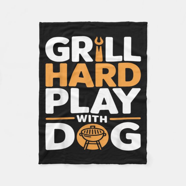 Grilla hårt Lek med hund Bakgård BBQ Älskare Fleecefilt (Framsidan)