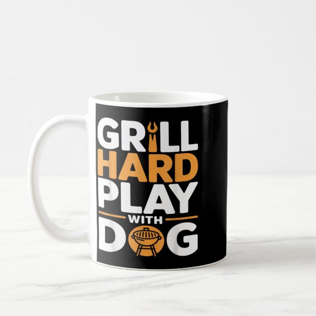 Grilla hårt Lek med hund Bakgård BBQ Älskare Kaffemugg (Vänster)