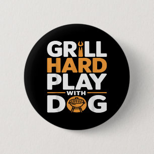 Grilla hårt Lek med hund Bakgård BBQ Älskare Knapp