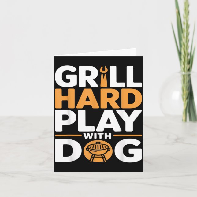 Grilla hårt Lek med hund Bakgård BBQ Älskare Kort (Framsida)