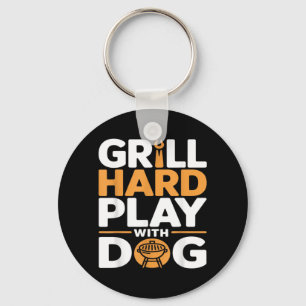 Grilla hårt Lek med hund Bakgård BBQ Älskare Nyckelring