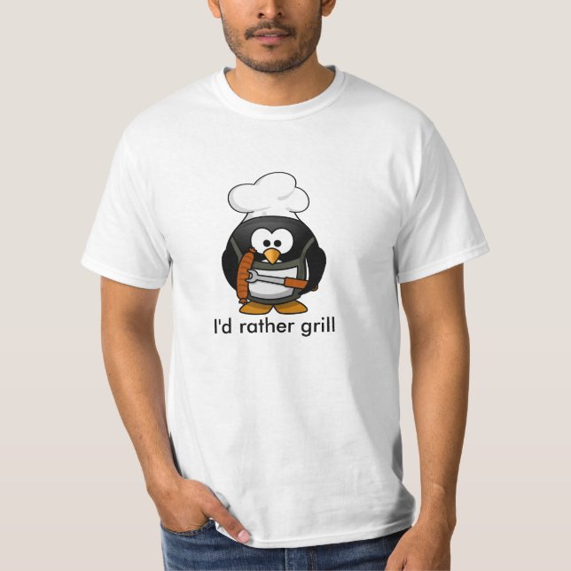 Grilla pingvinkocken skulle jag grillar ganska tee shirt (Framsida)