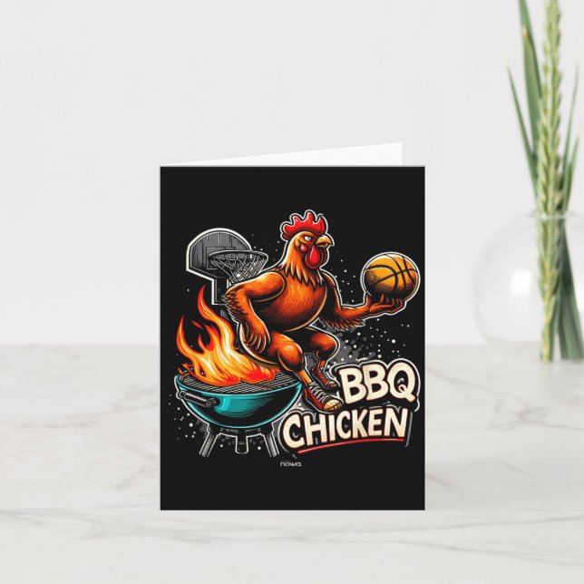 Grillad BBQ-kyckling som spelar fladdrande basebol Kort (Framsida)