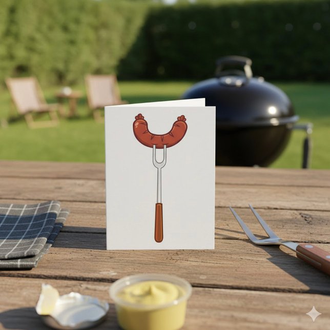 Grillad korv på BBQ Fork Kort (Skapare uppladdad)