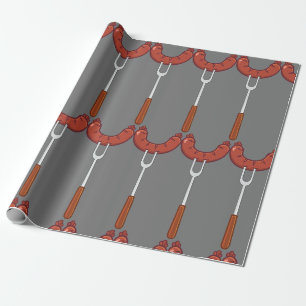 Grillad korv på BBQ-gaffel Presentpapper