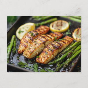Grillad lax med Asparagus och Lemon Helg Vykort