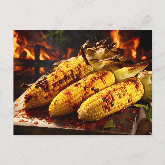 Grillad Majskolv BBQ Vykort (Framsida)