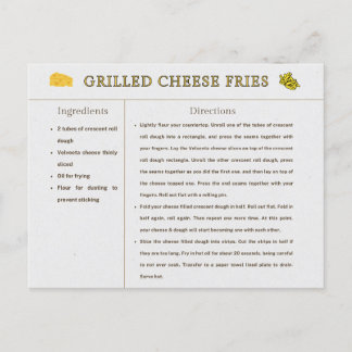Grillad ost pommes frites receptkort Thanksgiving Vykort