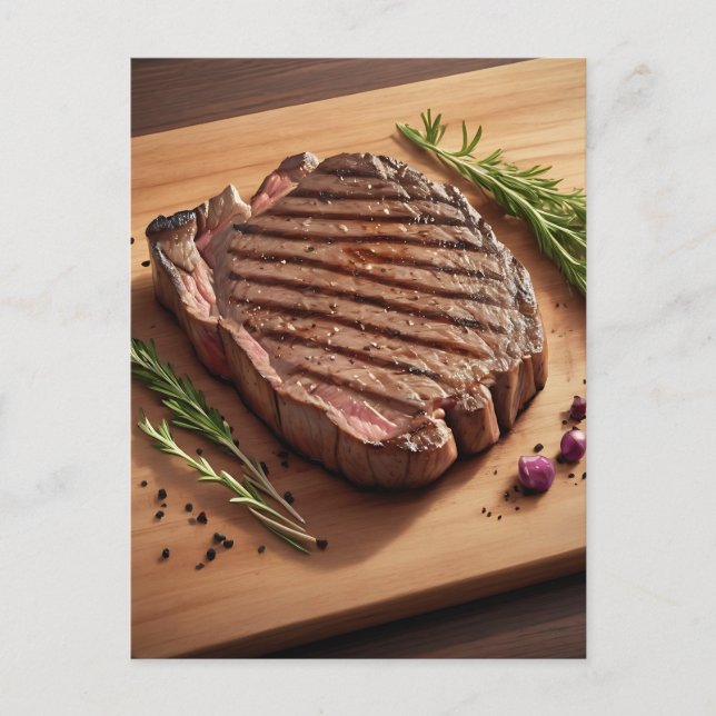 Grillad Ribeye Steak med Rosmarin Vykort (Framsida)