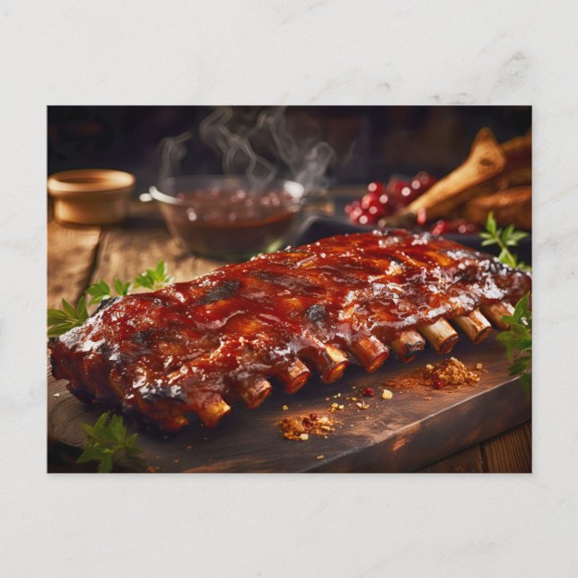 Grillade revbensspjäll BBQ Vykort (Framsida)