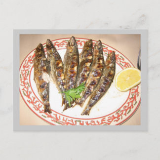 Grillade sardiner vykort