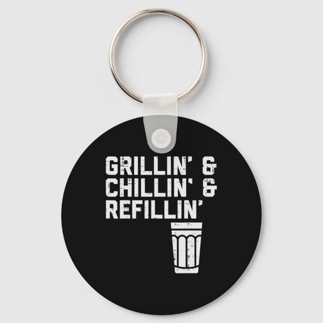 Grillande Avslappnande Påfyllning Rolig Bbq Grill  Nyckelring (Framsida)