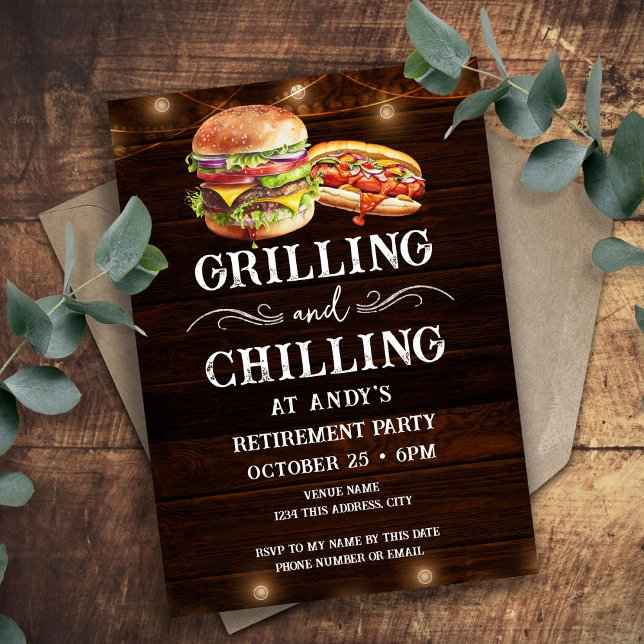Grillande och Avslappnad Pensionärs BBQ  Inbjudningar (Skapare uppladdad)