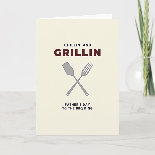 Grillande Pappors Dag Grattis kort (Framsida)