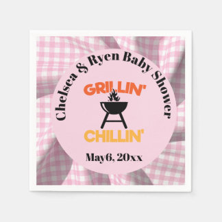 Grillar&chillar Baby q Rutig baby shower Pappersservett