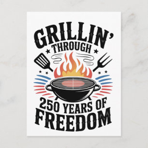 Grillar genom 250-årsjubileet Freedom Grill 4 juli Inbjudan Vykort