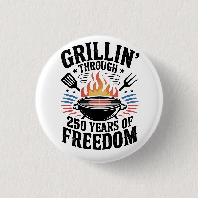 Grillar igenom 250-årsfirande Freedom Grill 4 juli Knapp (Framsida)