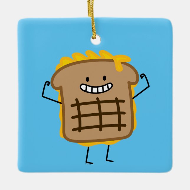 Grillat rostat bröd för ostsmörgås Cheddar Julgransprydnad Keramik (Framsida)