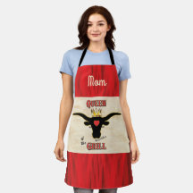 Grilldrottning - Longhorn Cow Apron