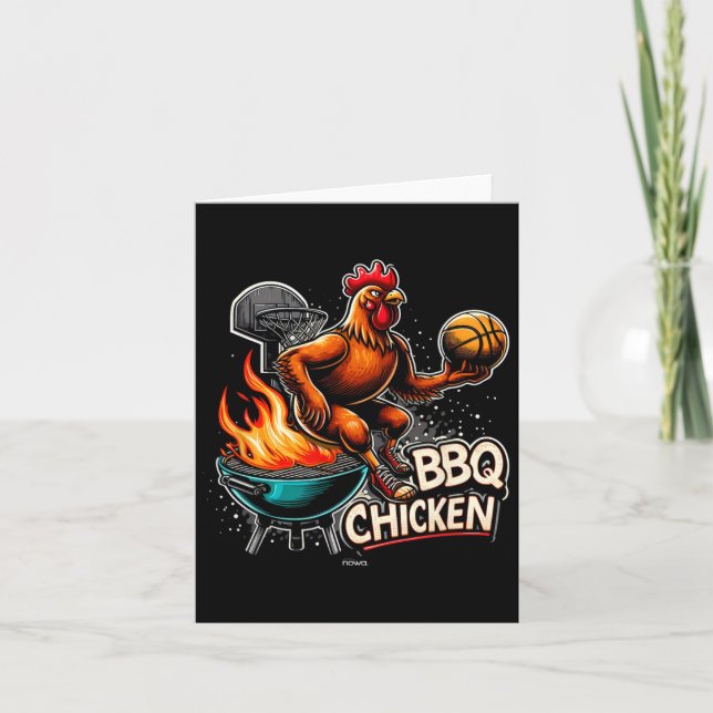 Grilled Bbq Chicken som spelar Flaming Basketball Kort (Framsida)