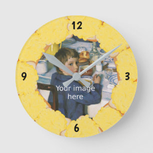 Grilled Cheese på Toast ramar ditt eget foto Rund Klocka