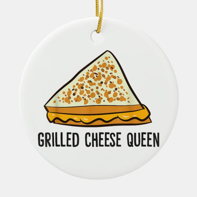 Grilled Cheese Queen Funny Grilled Cheese Julgransprydnad Keramik (Framsidan)