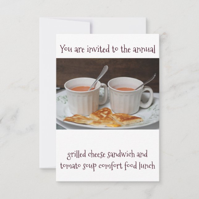 Grilled Cheese & Tomato Soppa Comfort Food Luncheo Inbjudningar (Framsida)