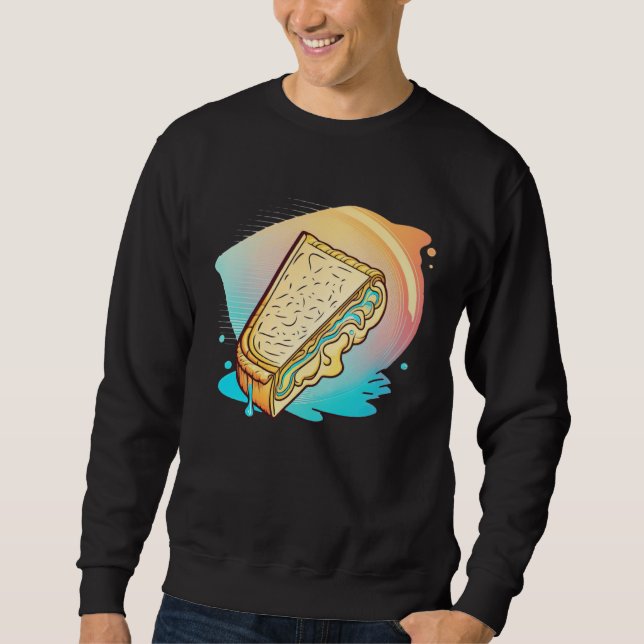 Grilled Cheese Vaporwave 90s and 80s Aesthetic Lång Ärmad Tröja (Framsida)