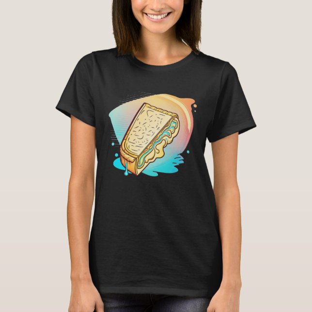 Grilled Cheese Vaporwave 90s and 80s Aesthetic T Shirt (Framsida)