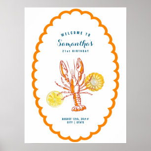 Grilled Lobster BBQ Seafood Summer Party Välkommen Poster