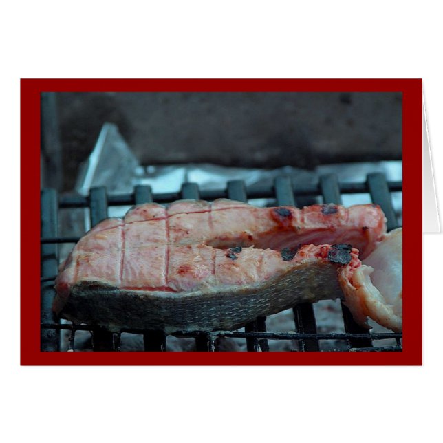 Grilled Salmon Hälsningskort (Framsidan Horizontal)