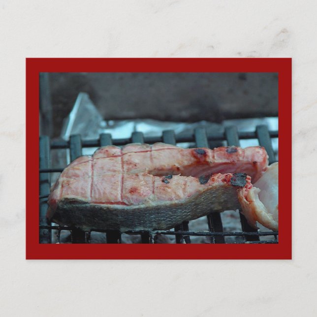 Grilled Salmon Vykort (Framsida)