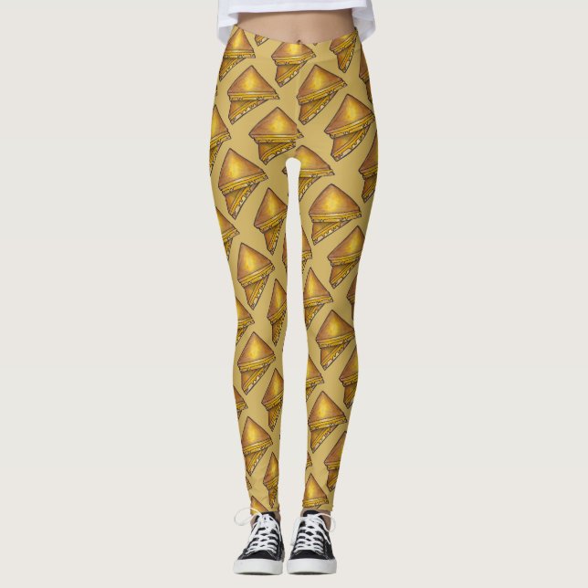 Grilled Tosted Cheese Sandwich Foodie Leggings (Framsida)