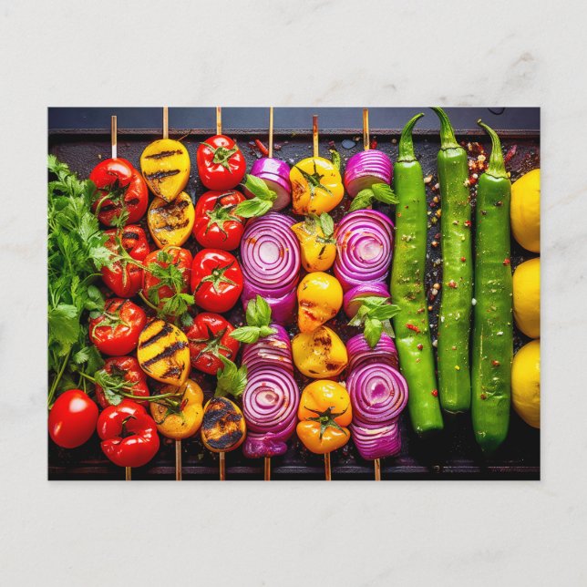 Grilled Vegetable. Array of beautifully charred ve Vykort (Framsida)