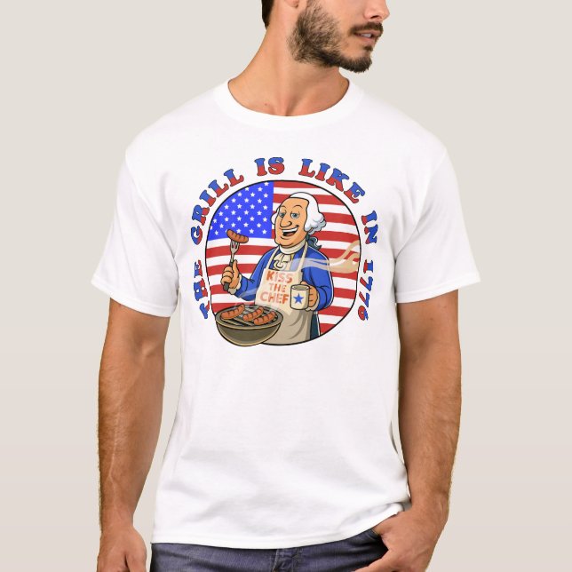 GRILLEN ÄR SOM ÅR 1776 T SHIRT (Framsida)