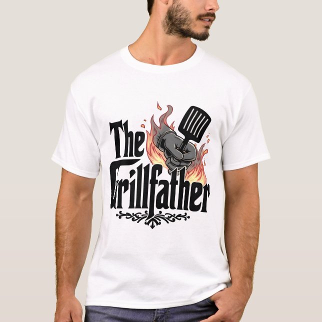Grillfather-fonens finaste BBQ Grill-huvuddesign T Shirt (Framsida)