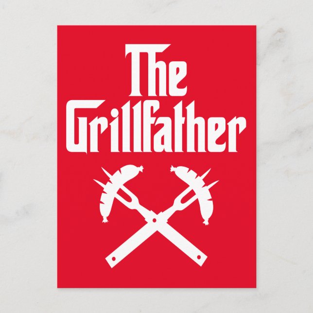 Grillfather med Hett Hundar Vykort (Framsida)
