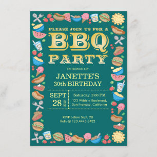 Grillfest för BBQ-födelsedagsfesttema Inbjudningar