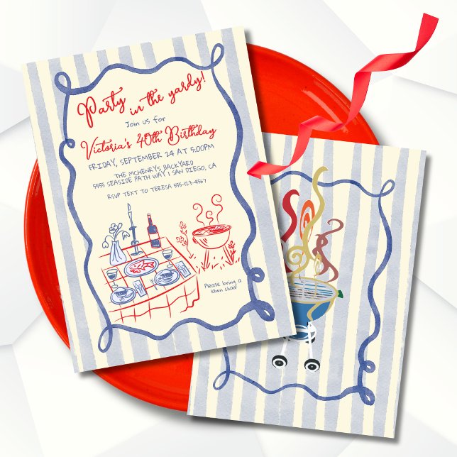 Grillfest i trädgården Handritad Inbjudningar (Skapare uppladdad)