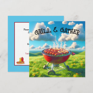 Grillfest med grillade korvar inbjudningar